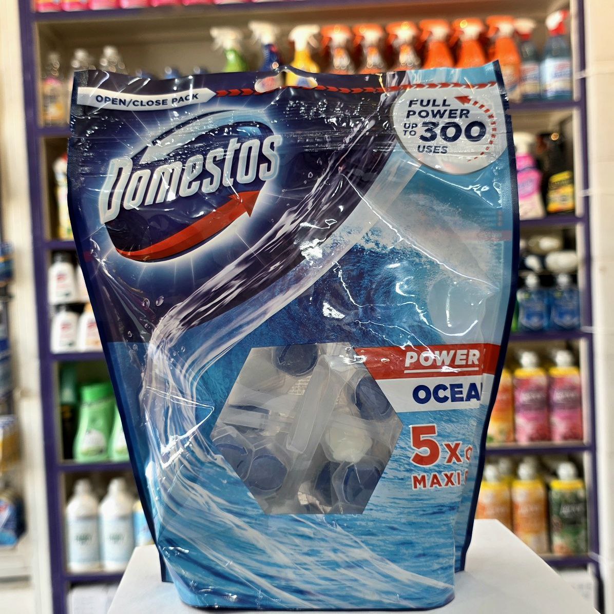 قرص توالت Domestos Power Ocean بسته ۵ عددی – تمیزکننده و خوشبوکننده قوی سرویس بهداشتی